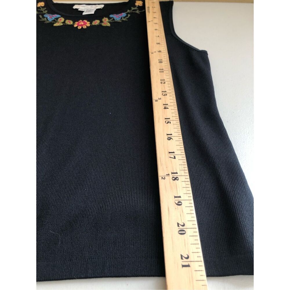 M Nicole XL Navy Embroidered Floral Sleeveless Knit Tank Top - Picture 10 of 13